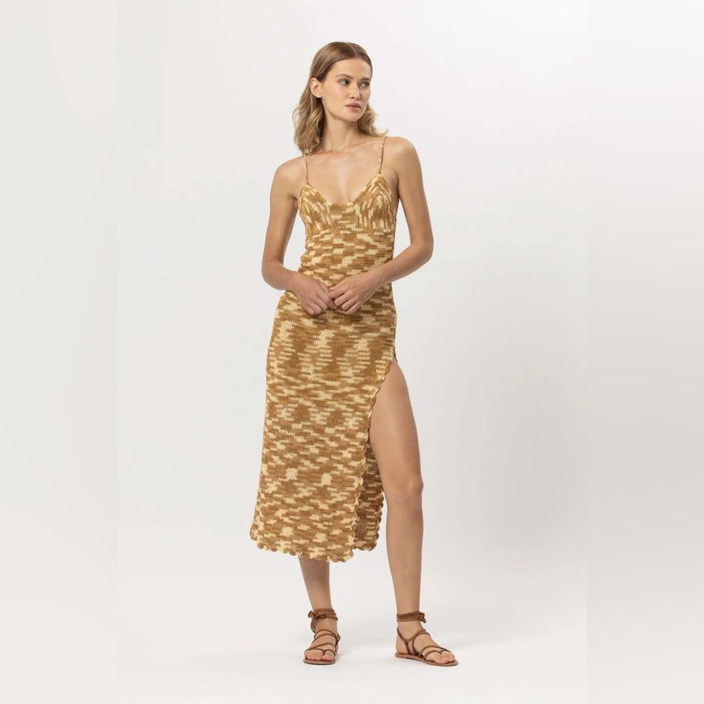 💫HP‼️💫 NWT LUSANA “Keira” Crochet Knit Dress in Toffee, Size Small